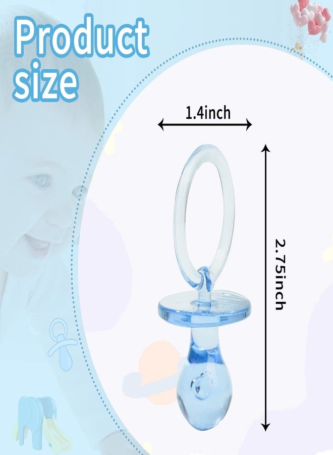 ZYFLSQ 50 Pieces 2.75 Inch Baby Pacifier Baby Shower Plastic Pacifier for Baby Shower Pacifier, Baby Shower Gender Show Party Decoration DIY Baby Shower Birthday Party Gift (Blue) - Image 2